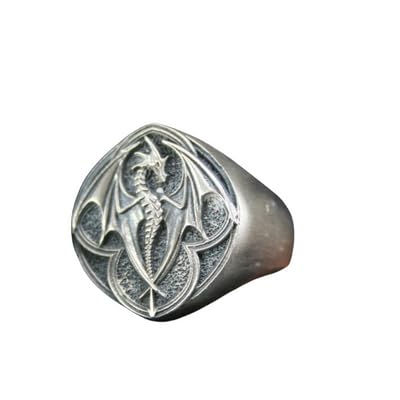 Thumbnail: Dragon Seal Elegance: 925 Sterling Silver Dragon Symbol Ring
