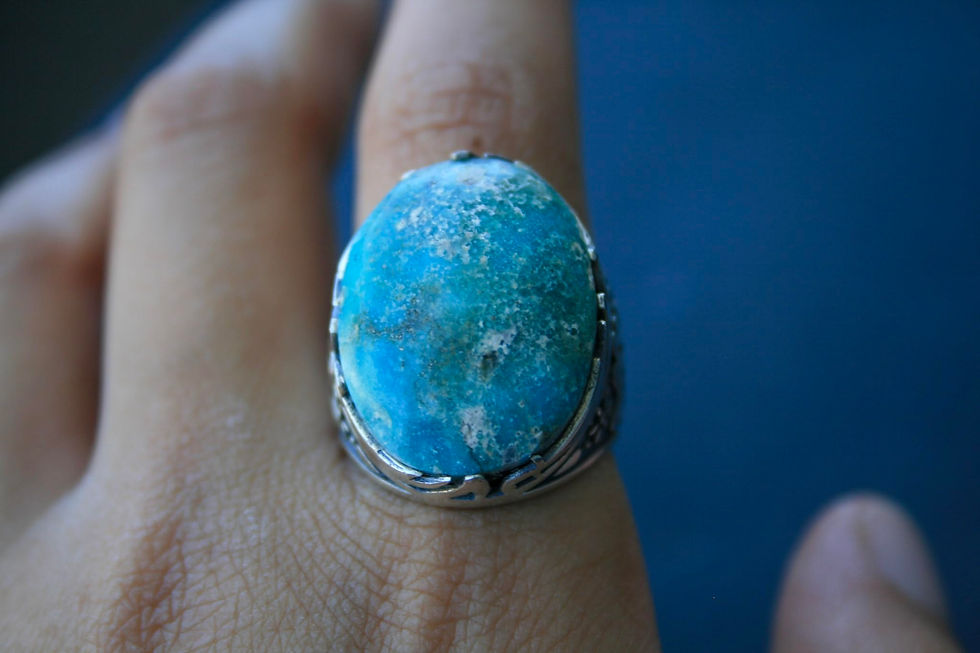 Thumbnail: Turquoise Ring – 925 Sterling Silver Handmade Vintage Style Gemstone Jewelry –