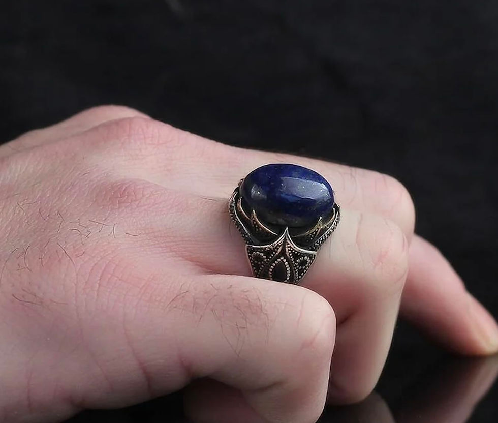 Thumbnail: Lapis Lazuli Stone Ring,Silver 925k Mens Ring,Handmade Ring,Jewelry Gift For Him