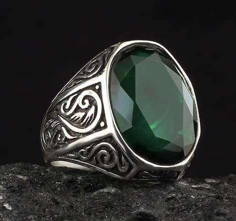 Zircon Ring-925k Unisex Silver Jewelry-Vintage Gemstone Ring-Gift for Him and