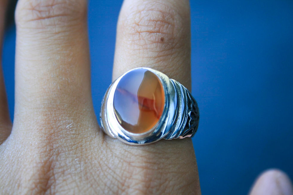 Thumbnail: Vintage Style 925 Sterling Silver Ring with Yemen Agate Stone | Handmade