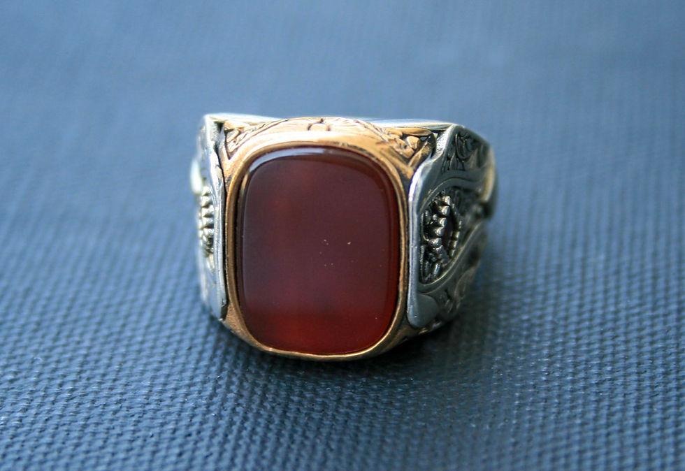 Thumbnail: 925 Sterling Silver Ring with Red Agate Stone – Handmade Natural Gem Design