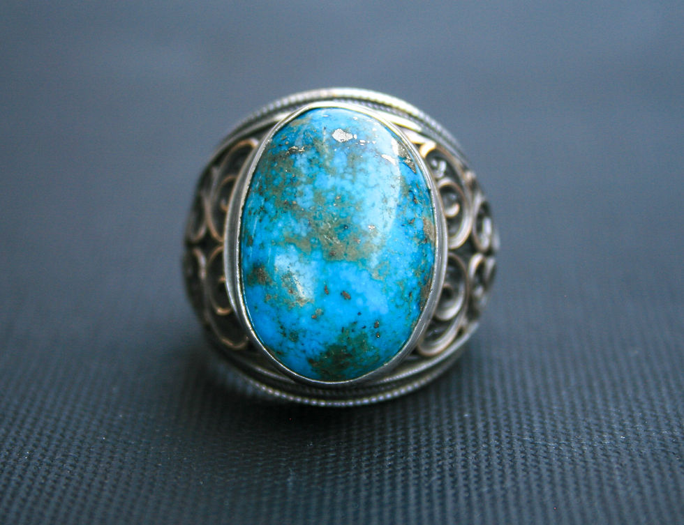 Thumbnail: Bold Vintage Sterling Silver Turquoise Ring – Large Natural Gemstone, Handmade S