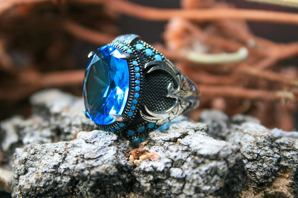 Thumbnail: Phoenix Silver Ring-Natural Aquamarine Stone Silver Ring-Handmade Ring-Jewelry