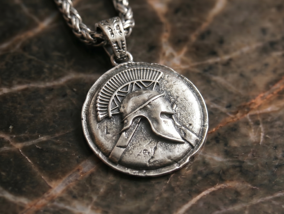 Thumbnail: Spartan Helmet Medallion 925 Sterling Silver Pendant