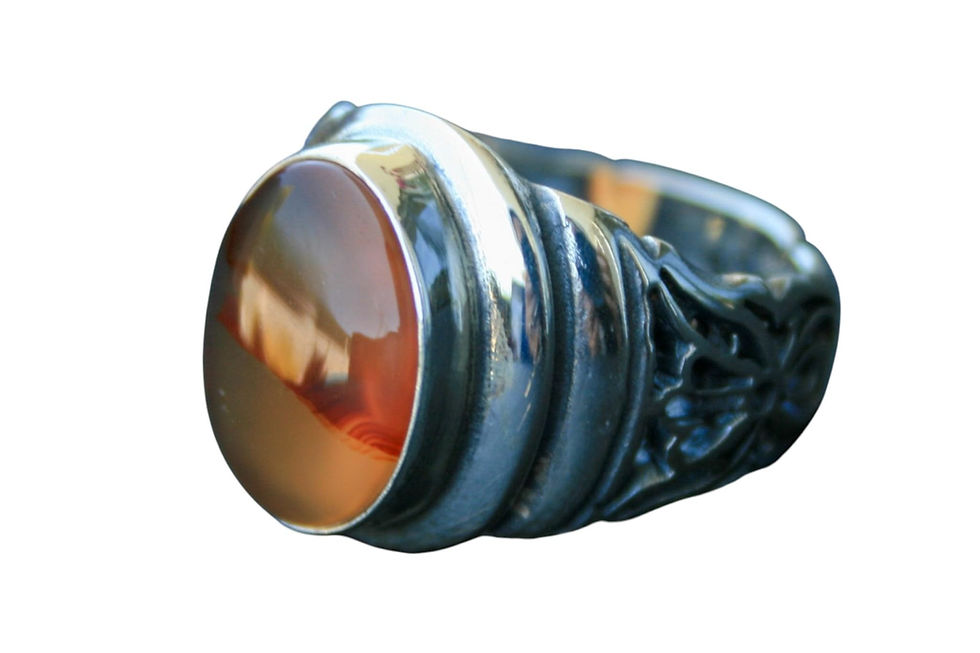 Thumbnail: Vintage Style 925 Sterling Silver Ring with Yemen Agate Stone | Handmade