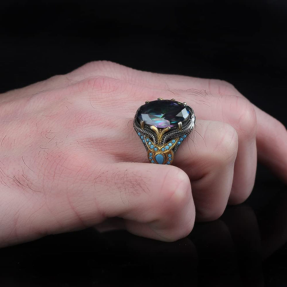 Thumbnail: Handmade Mystic Topaz Ring-Men's Topaz Ring