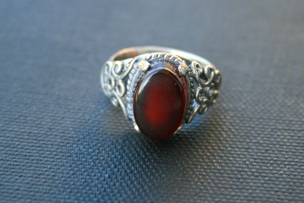 Thumbnail: 925 Sterling Silver Ring with Red Agate Stone – Handmade Natural Gem Design -