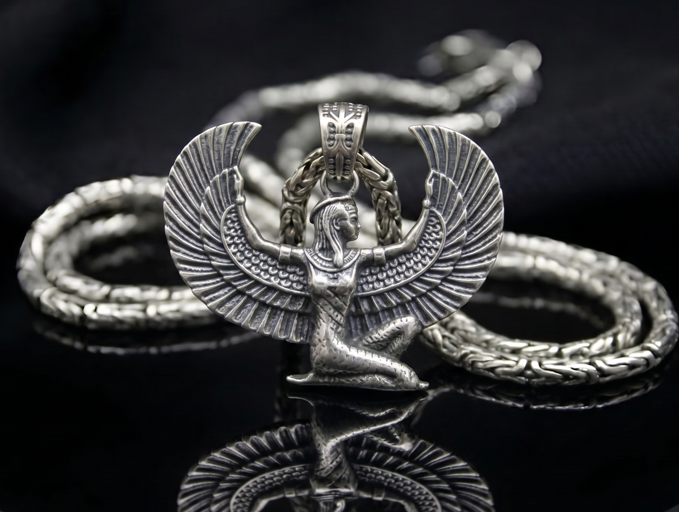 Winged Divine Goddess 925 Sterling Silver Pendant