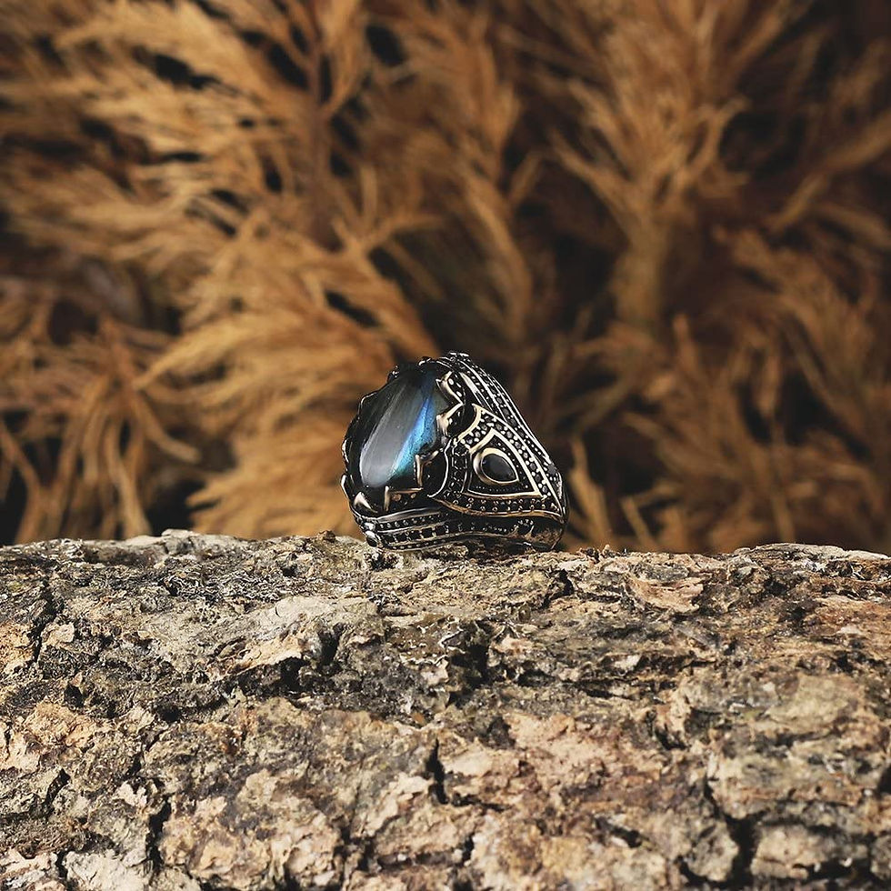 Thumbnail: Silver 925k Mens Ring,Handmade Mens Ring,Natural Labradorite Stone,Jewelry Gift
