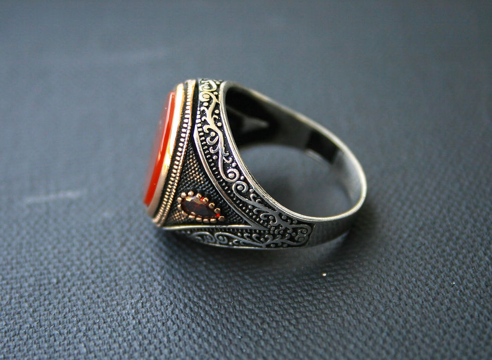 Thumbnail: 925 Sterling Silver Ring with Red Agate Stone – Handmade Natural Gem Design