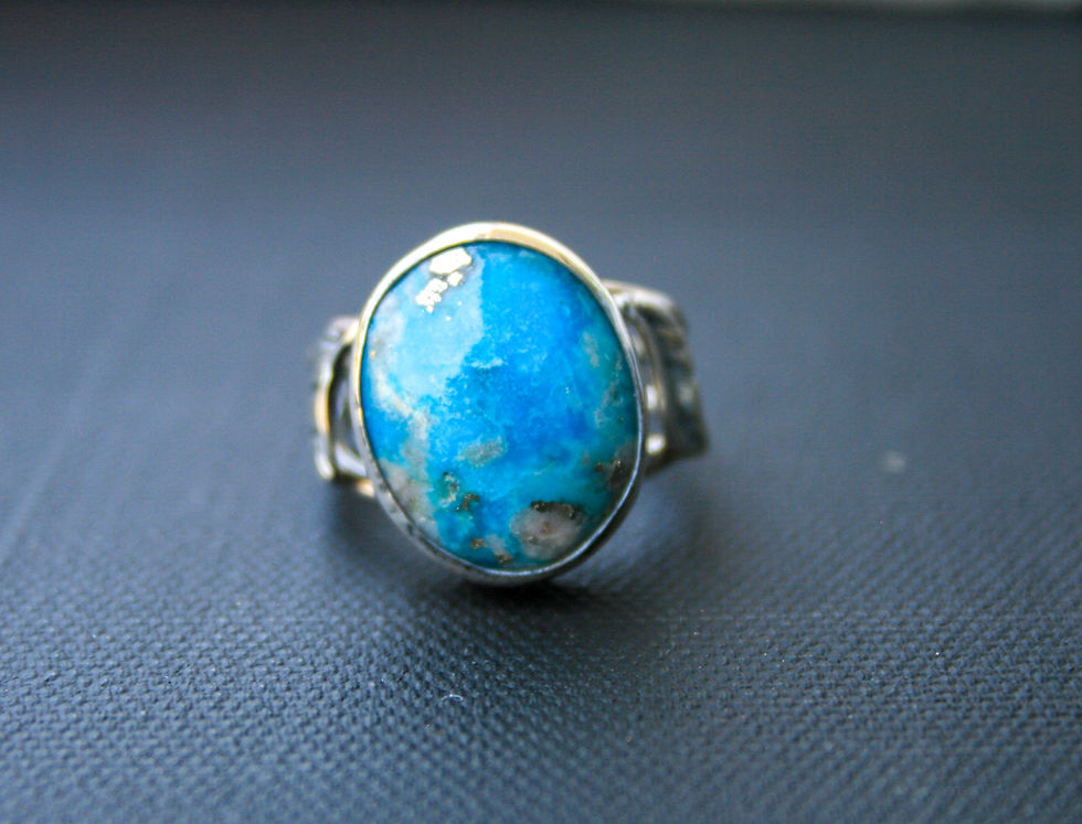 Thumbnail: Turquoise Sterling Silver Ring – Handmade Vintage Style Gemstone Gift for Him or