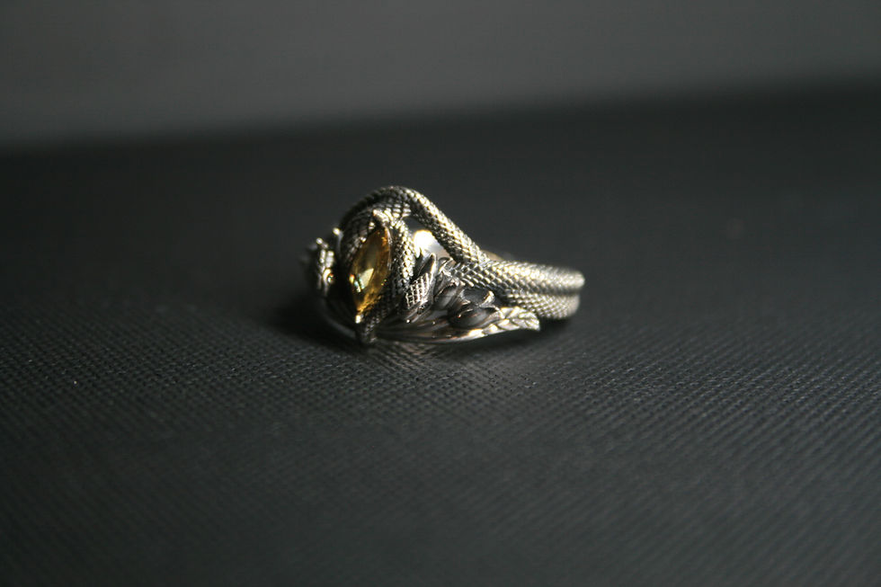 Thumbnail: 925 Sterling Silver Ring Inspired by Aragorn's Barahir Ring, featuring Citrine S