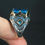 Thumbnail: 925 Sterling Silver Blue Zircon Ring – Handmade Men’s Vintage Style Ring – Deep