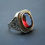 Thumbnail: 925 Sterling Silver Red Zircon Ring – Handmade Men’s Statement Ring – Bold and