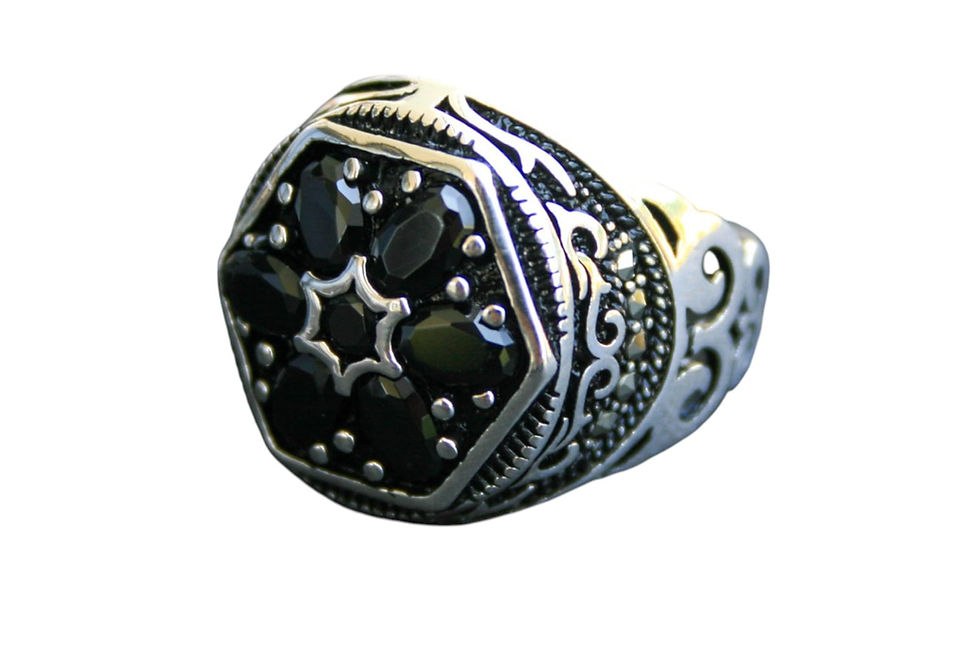 Thumbnail: Vintage Style Black Zircon Ring – 925 Sterling Silver Handmade Men’s Statement