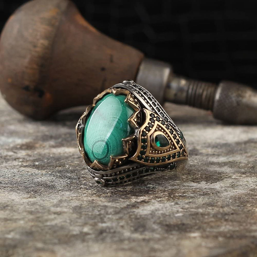 Thumbnail: Malachite Stone 925k Silver Ring, Handmade Ring,Jewelry Gift For Him and Her