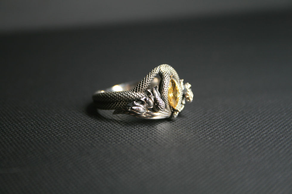Thumbnail: 925 Sterling Silver Ring Inspired by Aragorn's Barahir Ring, featuring Citrine S