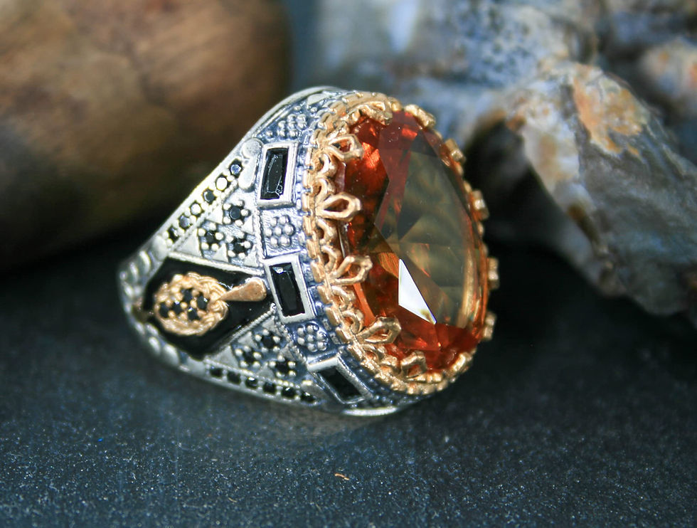 Thumbnail: Zircon Ring-925k Unisex Silver Jewelry-Vintage Gemstone Ring-Gift for Him and
