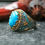Thumbnail: Men's Turquoise Stone Silver Ring-Men Sterling Silver Ring