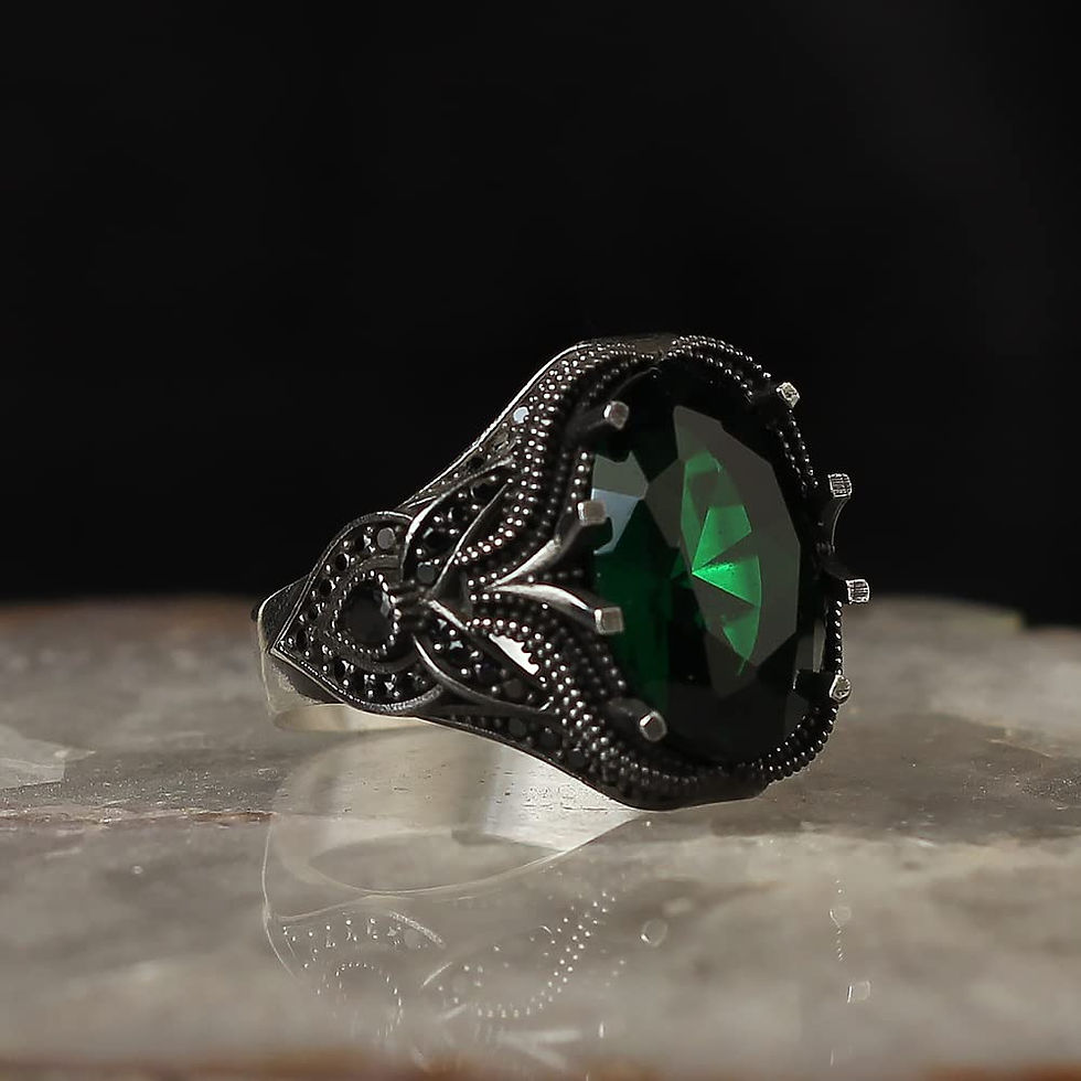 Thumbnail: Zircon Ring-925k Unisex Silver Jewelry-Vintage Gemstone Ring-Gift for Him and