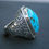 Thumbnail: Bold Vintage Sterling Silver Turquoise Ring – Large Natural Gemstone, Handmade S