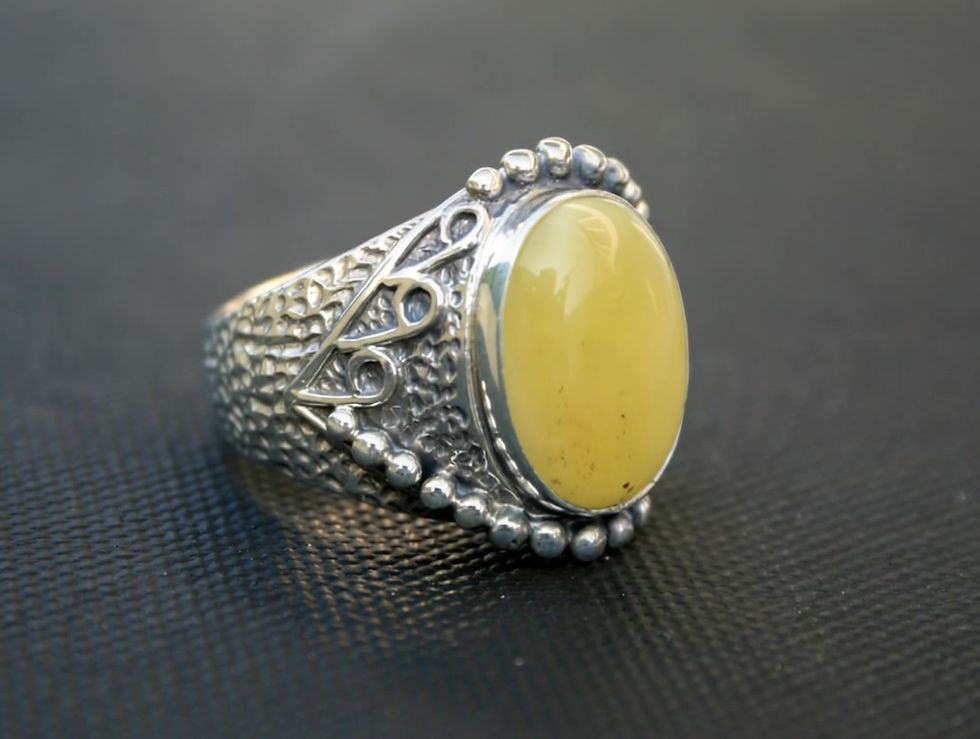 Thumbnail: Amber Ring 925 Sterling Silver, Vintage Unisex Gemstone Jewelry, Handmade Statem