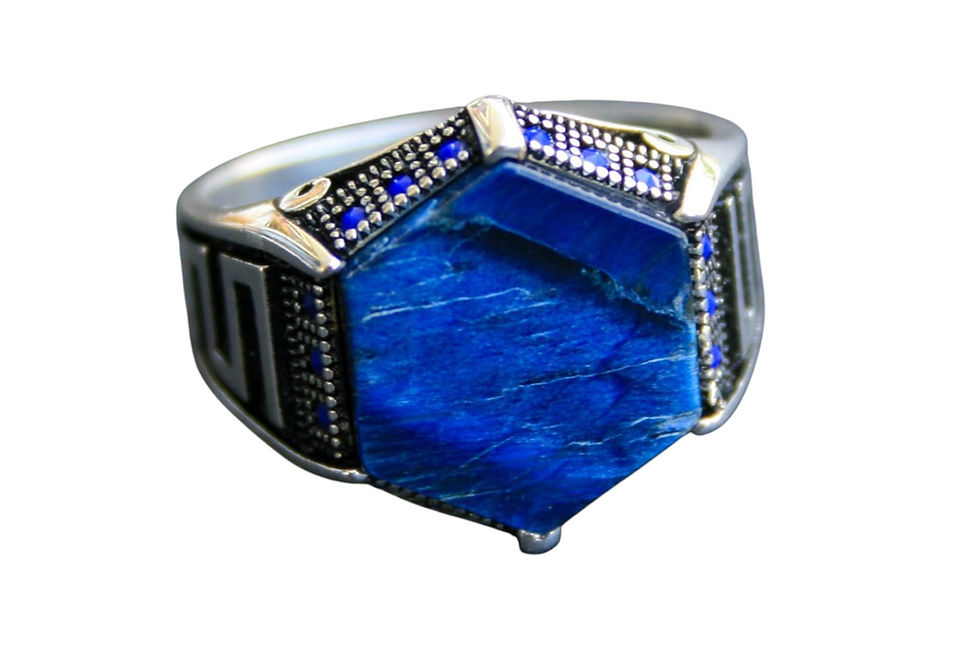 Thumbnail: 925 Sterling Silver Ring with Agate Stone – Handmade Natural Gem Design -