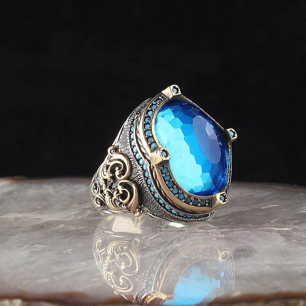 Thumbnail: Zircon Ring-925k Unisex Silver Jewelry-Vintage Gemstone Ring-Gift for Him and