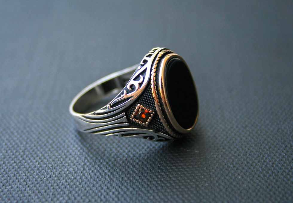 Thumbnail: 925 Sterling Silver Black Onyx Ring – Handmade Men’s Statement Ring – Bold