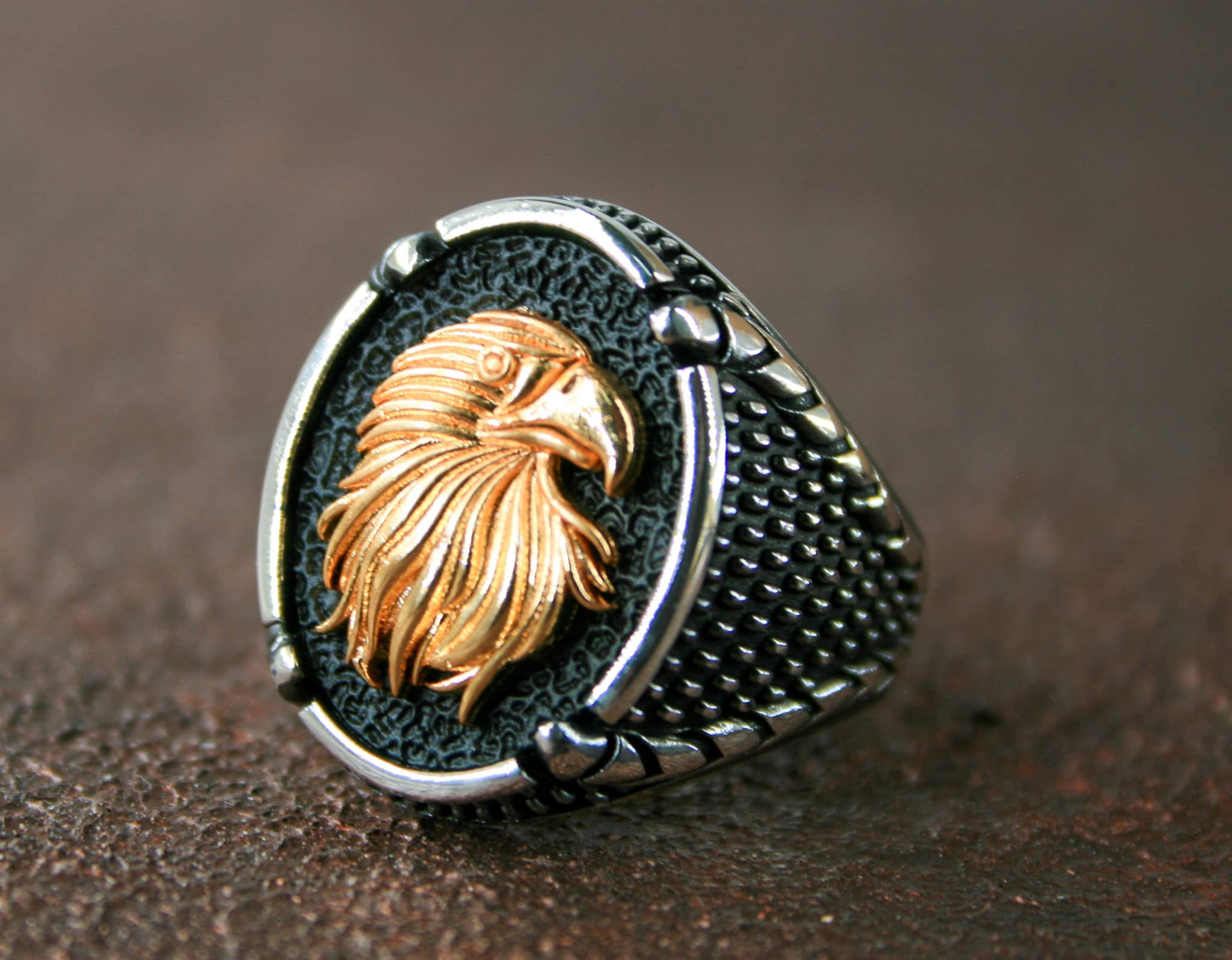 Eagle Model Ring-925k Unisex Silver Jewelry-Vintage Gemstone Ring-Gift for Him