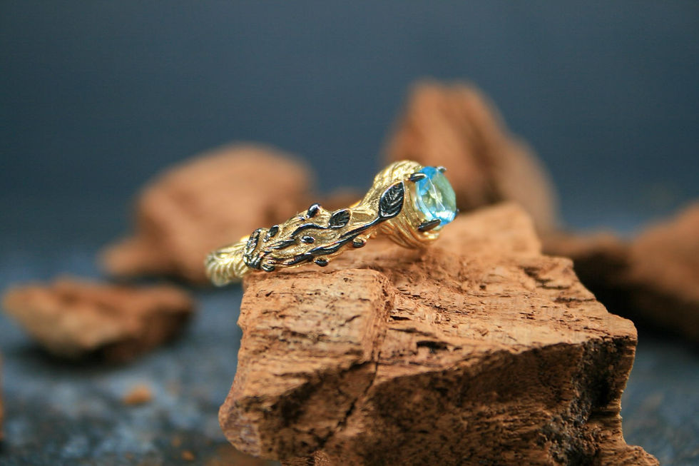 Thumbnail: Elves Collection Silver Ring,Timeless Charm: Aquamarine Stone Ring in 925