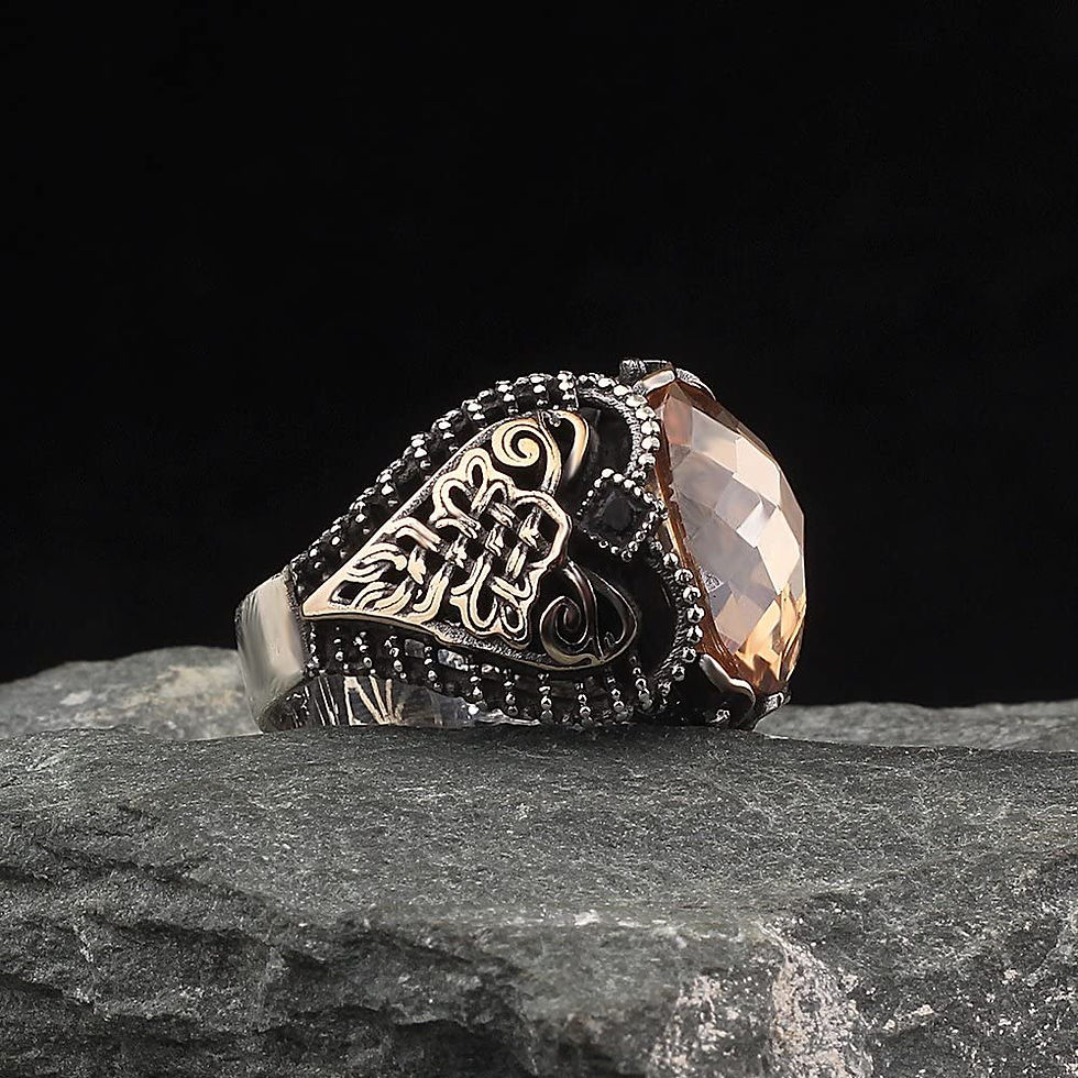 Thumbnail: Sterling Silver Ring-Citrine Stone-Handmade 925k Silver-Gift For Him and Her