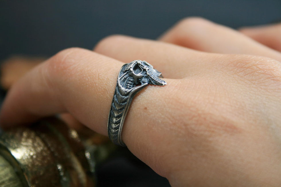 Thumbnail: Ride in Style:925 Sterling Silver Spine and Skeleton Biker Ring