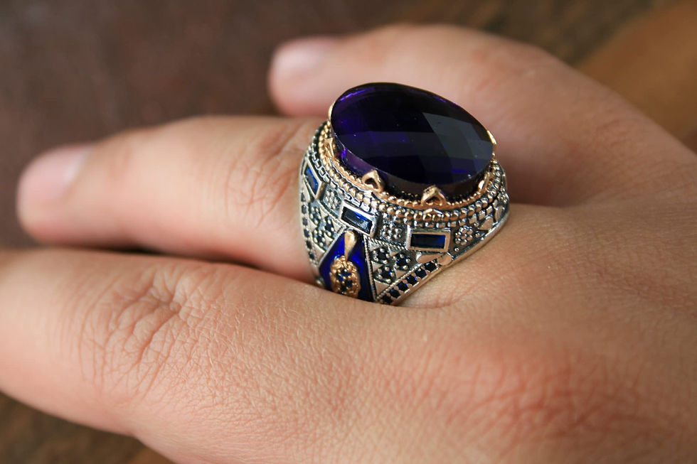Thumbnail: Zircon Ring-925k Unisex Silver Jewelry-Vintage Gemstone Ring-Gift for Him and