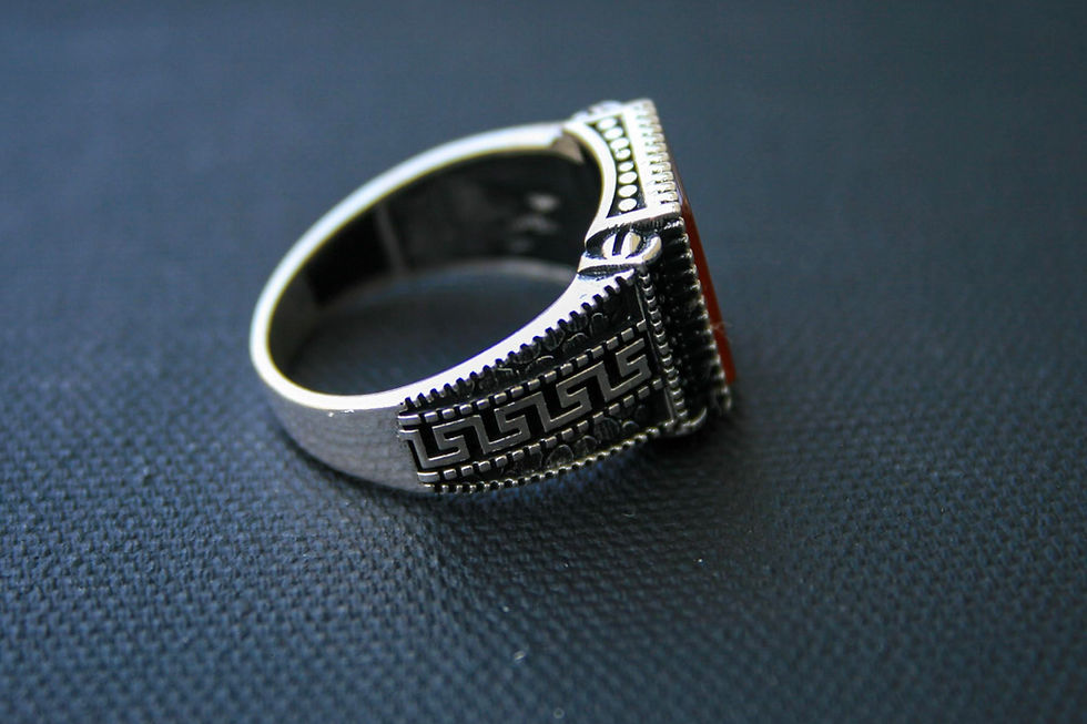 Thumbnail: 925 Sterling Silver Ring with Red Agate Stone – Handmade Natural Gem Design -