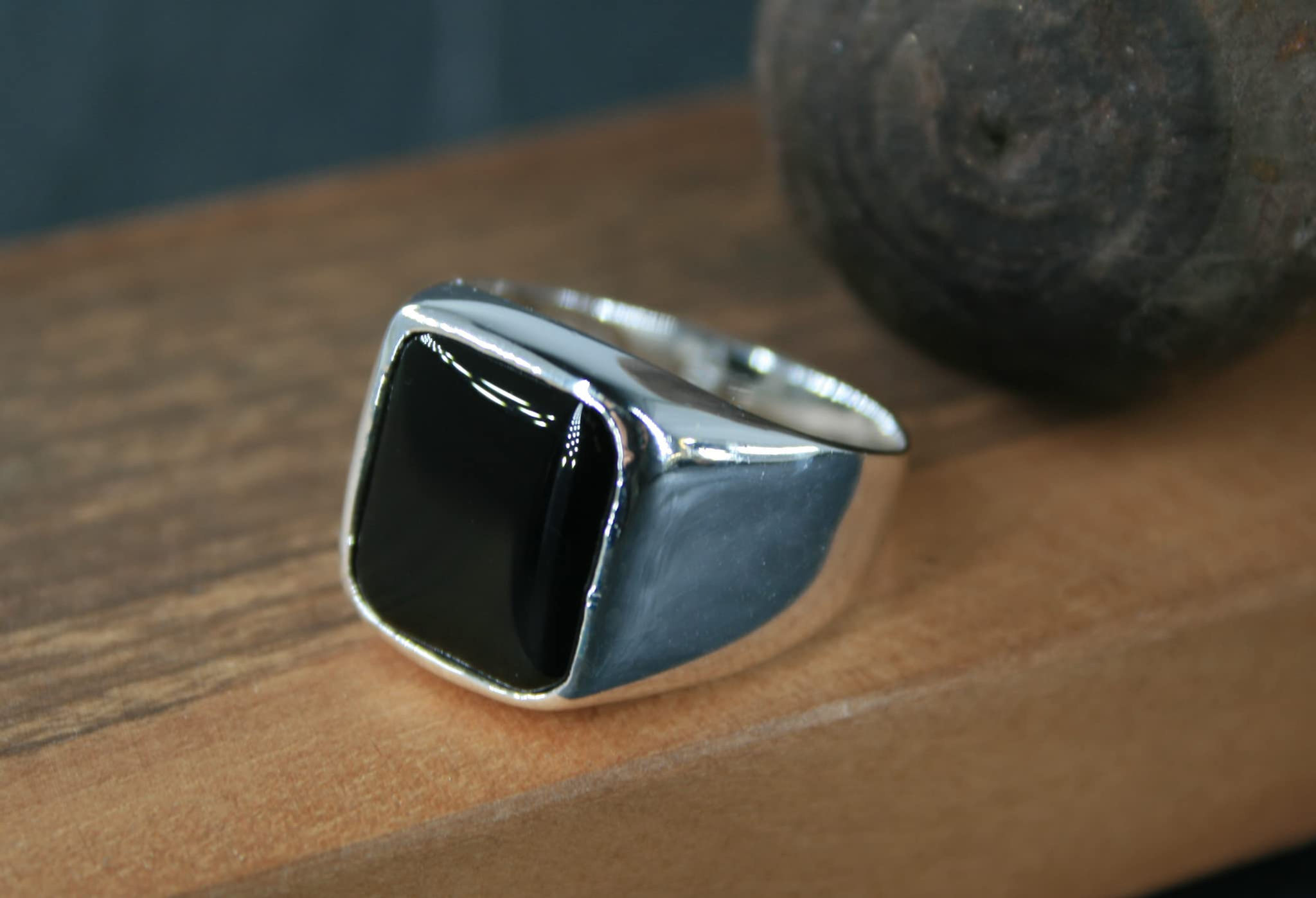 925k Silver Mens Ring-Handmade Mens Ring-Onyx Stone Ring-Signet Ring