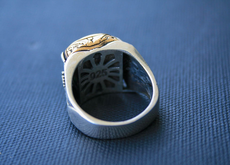 Thumbnail: 925 Sterling Silver Green Gemstone Ring – Handmade Elegant Men’s Ring – Sleek