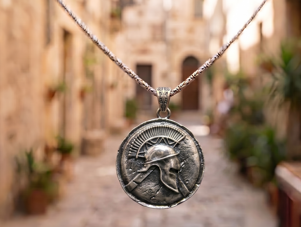 Thumbnail: Spartan Helmet Medallion 925 Sterling Silver Pendant