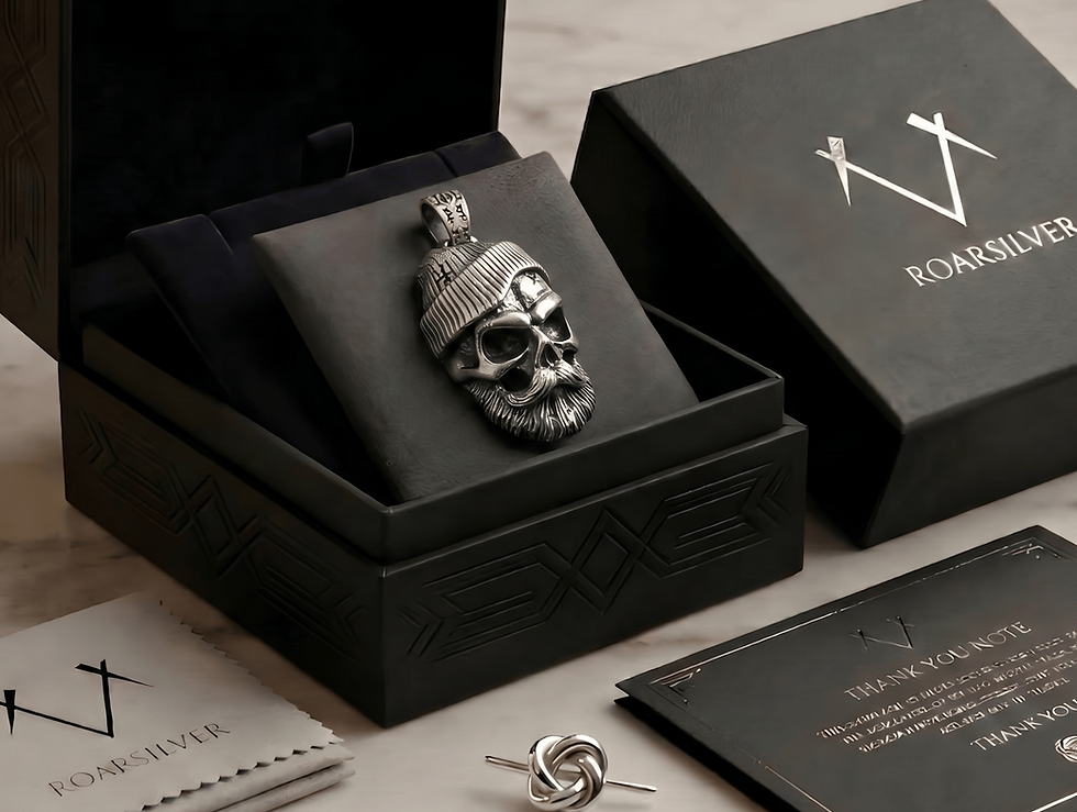 Thumbnail: Beanie Skull Pendant - 925 Sterling Silver Hipster Skull Necklace Charm