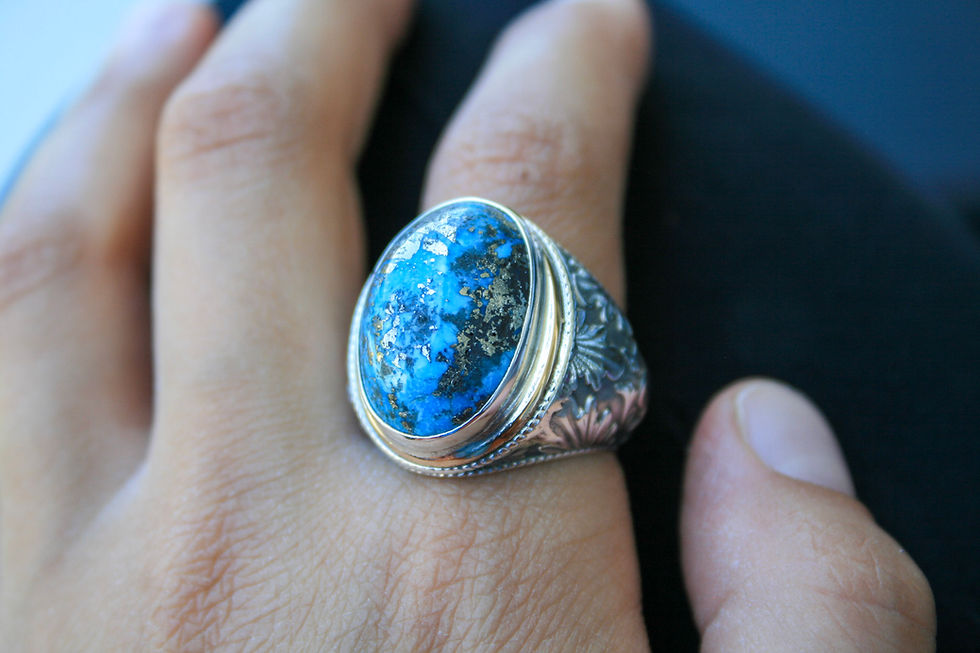 Thumbnail: Vintage Turquoise Signet Ring in 925 Sterling Silver