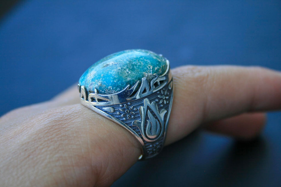 Thumbnail: Turquoise Ring – 925 Sterling Silver Handmade Vintage Style Gemstone Jewelry –