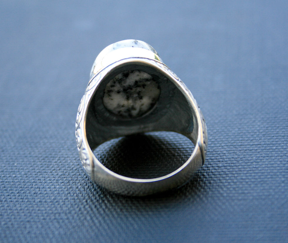 Thumbnail: Handcrafted Silver Ring with Natural Dalmatian Jasper Gemstone