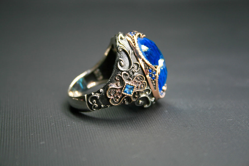 Thumbnail: Azure Elegance: Sterling Silver Ring with Blue Zircon Stone