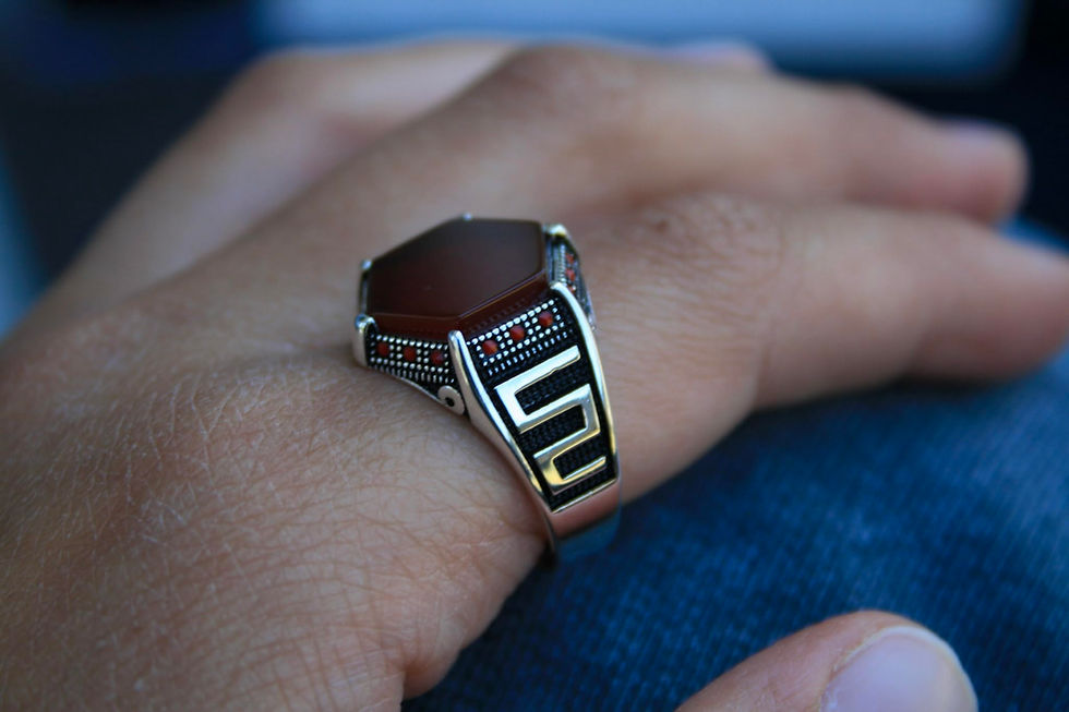 Thumbnail: 925 Sterling Silver Ring with Red Agate Stone – Handmade Natural Gem Design -