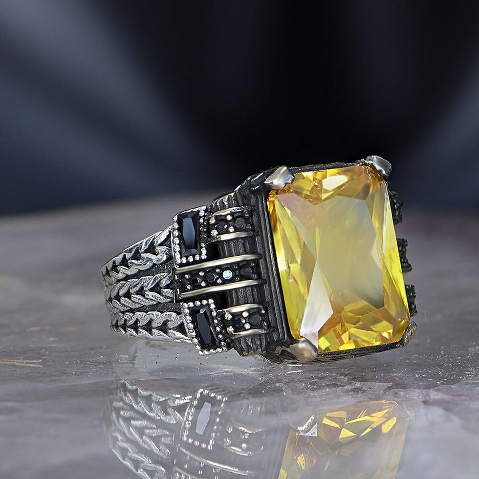 Thumbnail: Zircon Ring-925k Unisex Silver Jewelry-Vintage Gemstone Ring-Gift for Him and