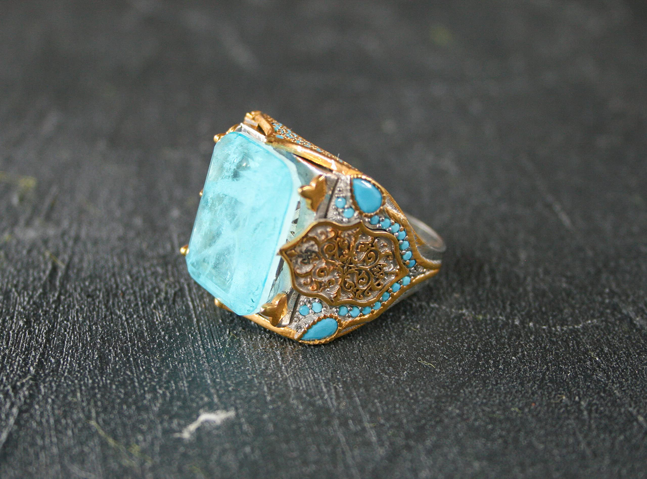 Handmade Natural Paraiba Ring-Unique Gemstone Ring-Gemstone Ring-Delicate