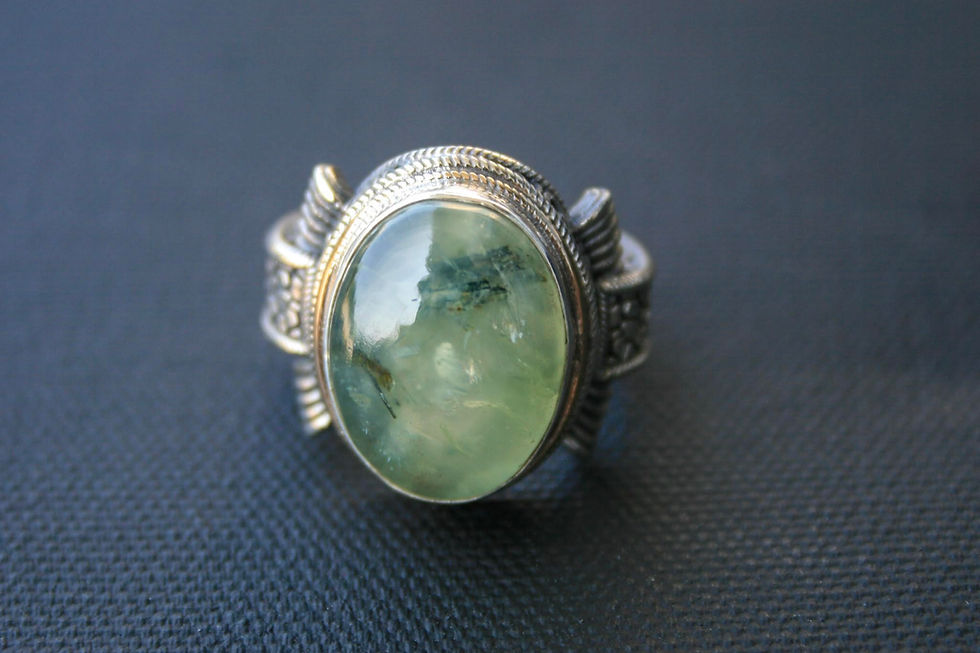 Thumbnail: Prehnite Ring for Women 925 Sterling Silver, Oval Gemstone Jewelry, Handmade