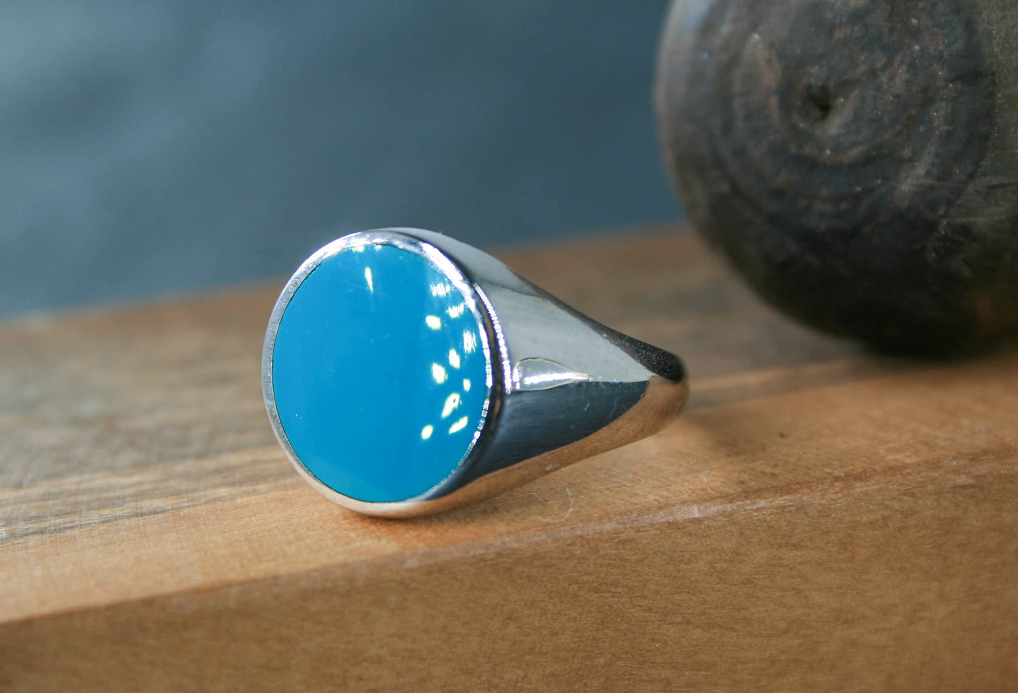 Silver 925k Ring, Handmade Ring, Natural Turquoise Stone,Signet Ring-Jewelry