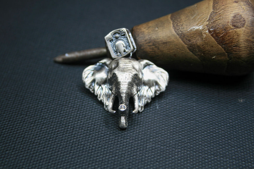 Thumbnail: Elephant Head Pendant - 925 Sterling Silver Majestic African Elephant Necklace